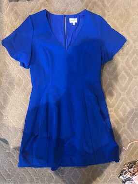 Milly Cobalt Blue V-Neck Fit & Flare Mini Dress